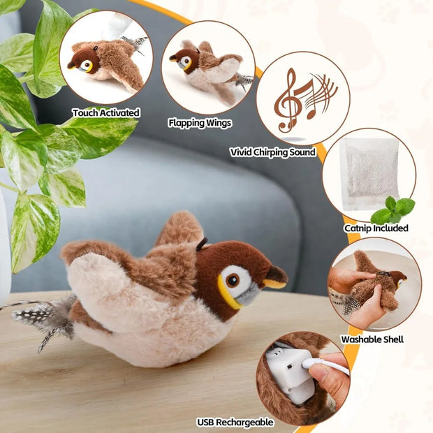 Chirping Flapping Bird Cat Toy